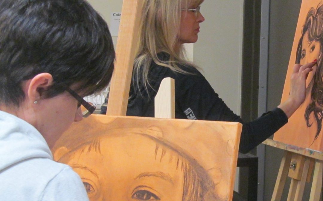 Portrait au fusain Louise Giroux