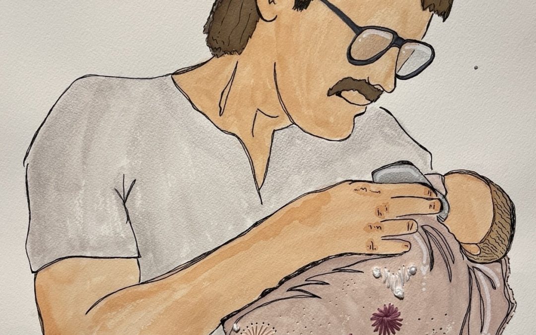 Broderie sur aquarelle Martine Marchand